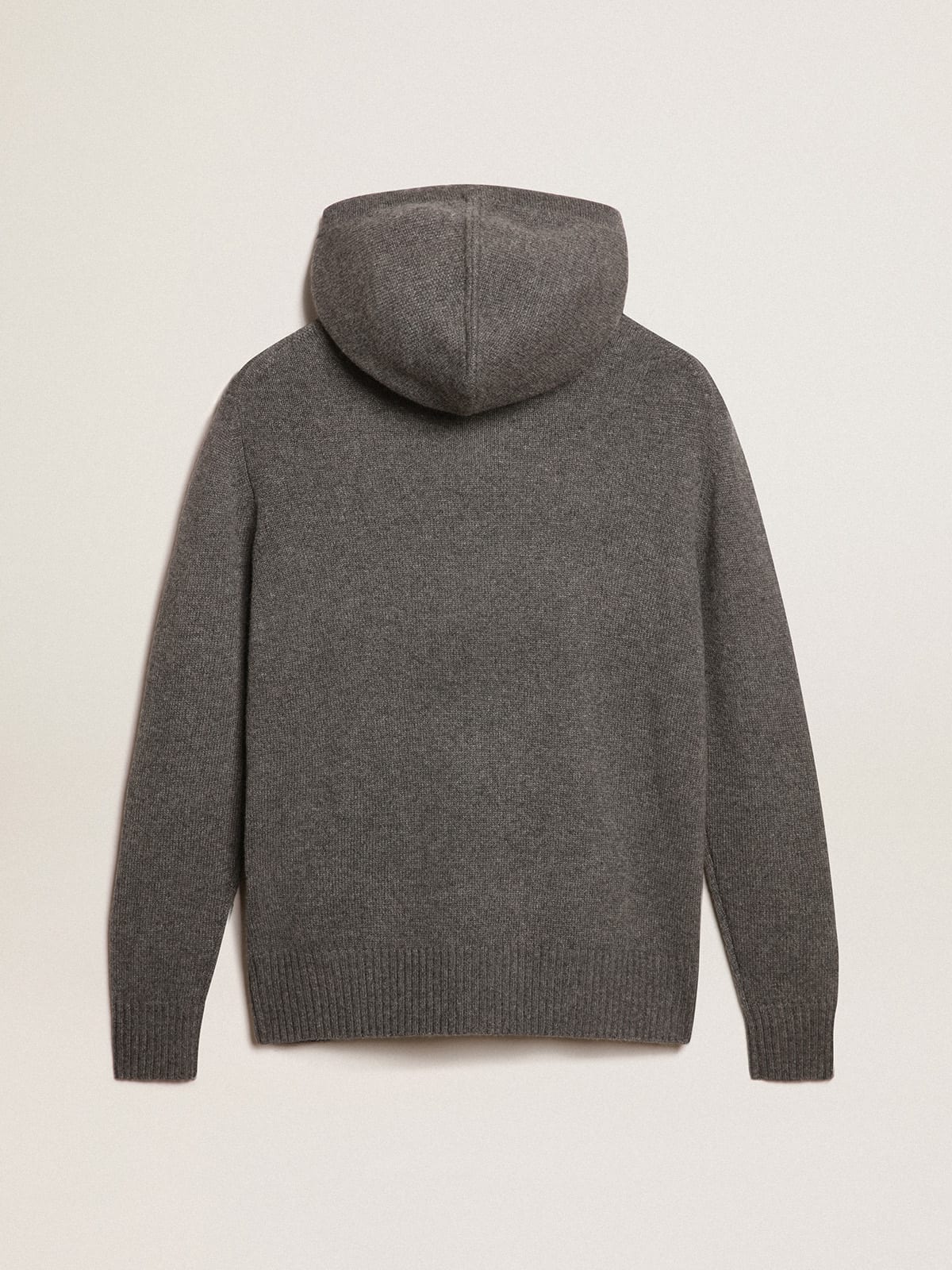 Felpa donna misto cashmere color grigio con cappuccio