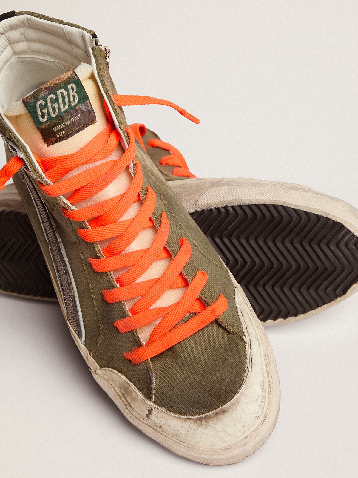 Slide Penstar in canvas verde militare con stella ghiaccio
