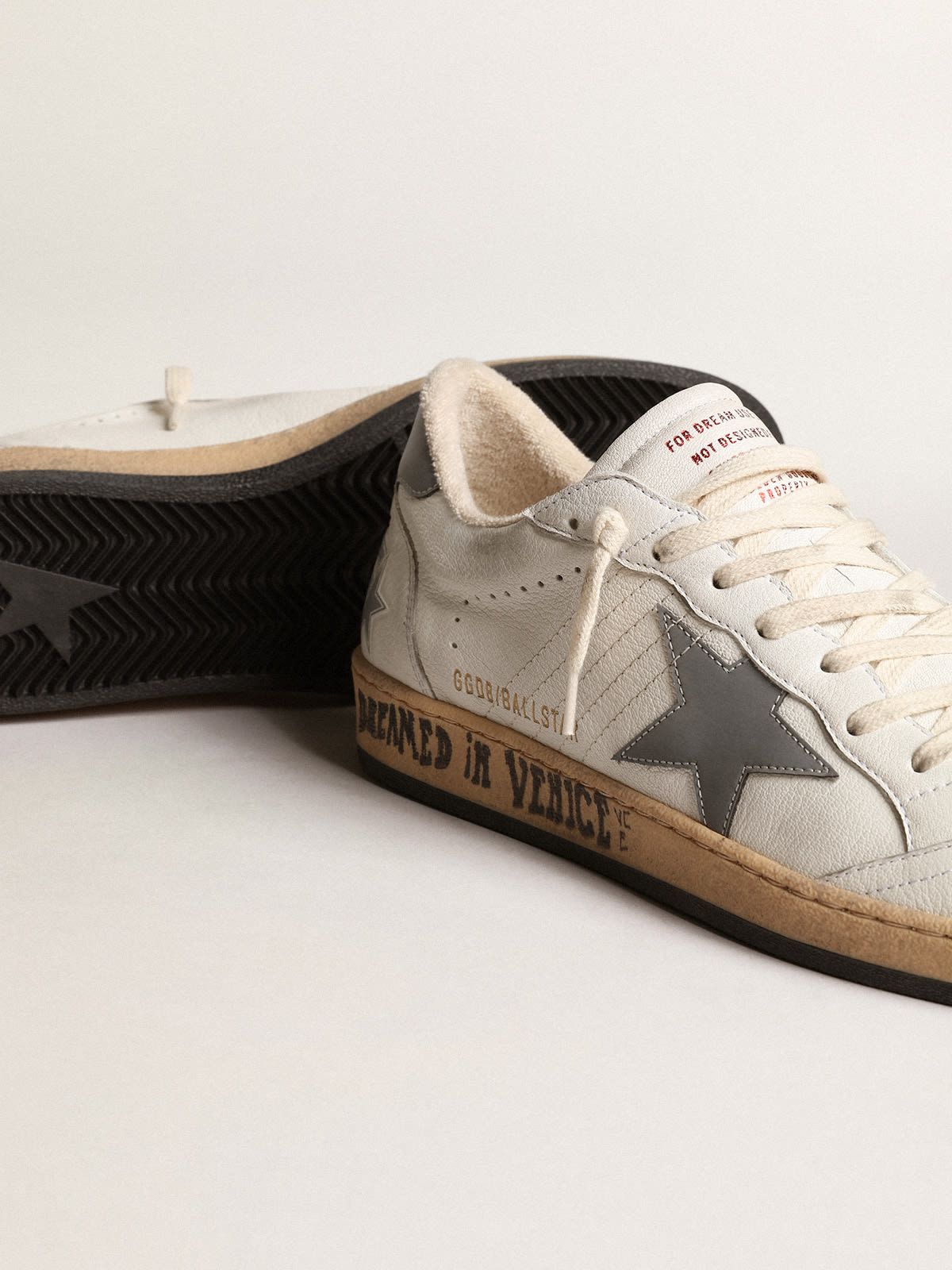 Ball Star in nappa con stella e talloncino in nylon reflex grigio