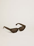 Rectangular style sunglasses with black frame and lenses