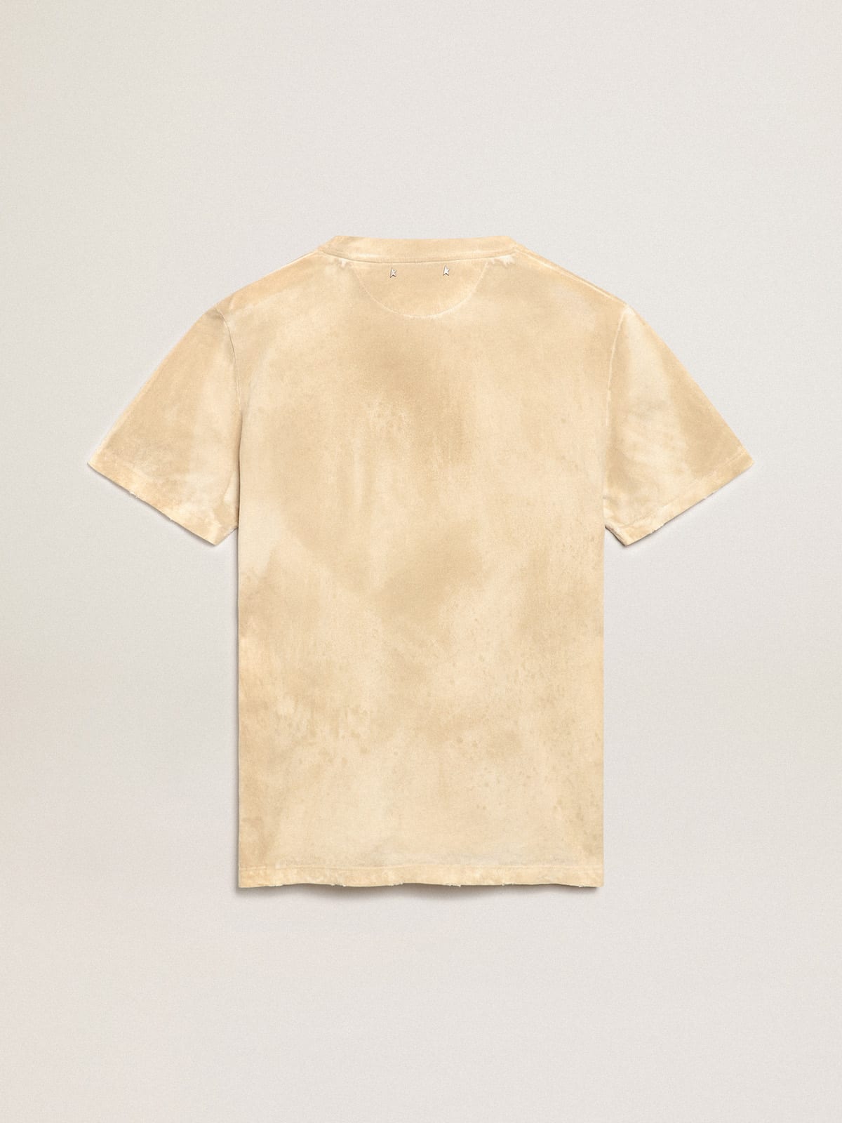 T-shirt Collezione Journey di colore bone white dall'effetto carta con stampa floreale sul davanti