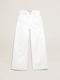 Pantalone jeans gamba larga in bull denim color bianco