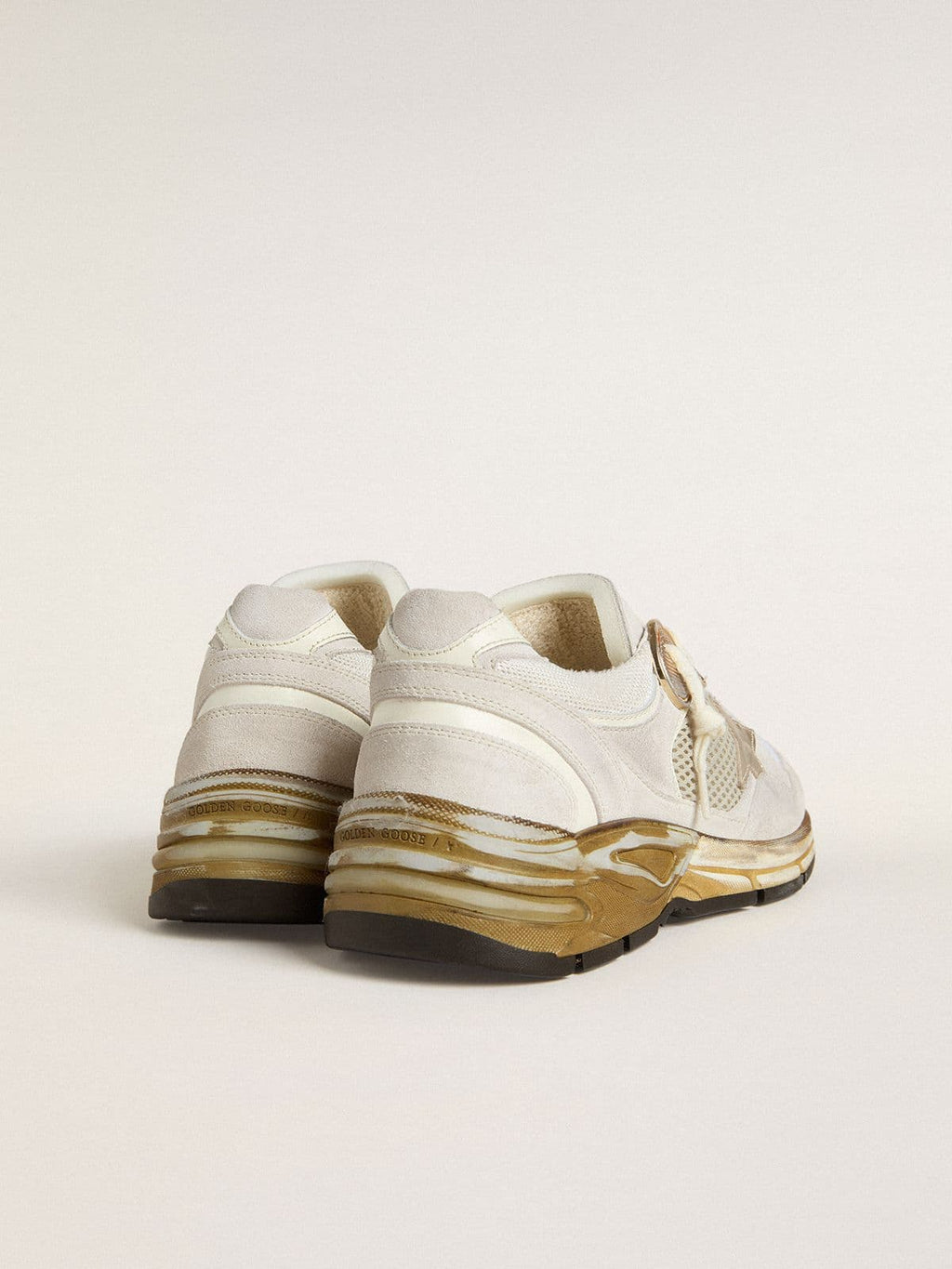 Women's Dad-Star in mesh and white suede with gold foiled star