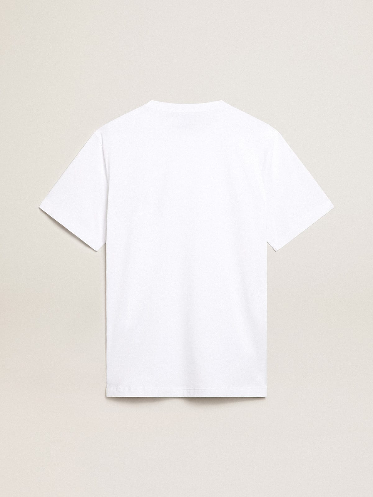 T-shirt bianca uomo con stella blu scuro sul davanti