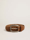 Houston belt in dove-gray woven leather