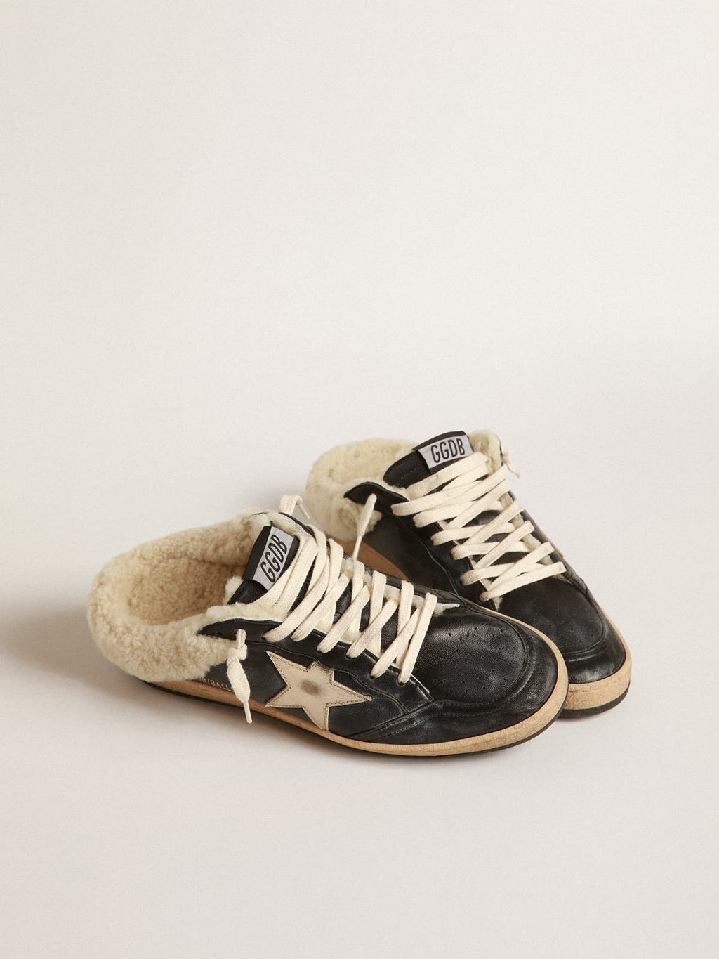 Ball Star Sabot in nappa con stella platino e fodera in shearling