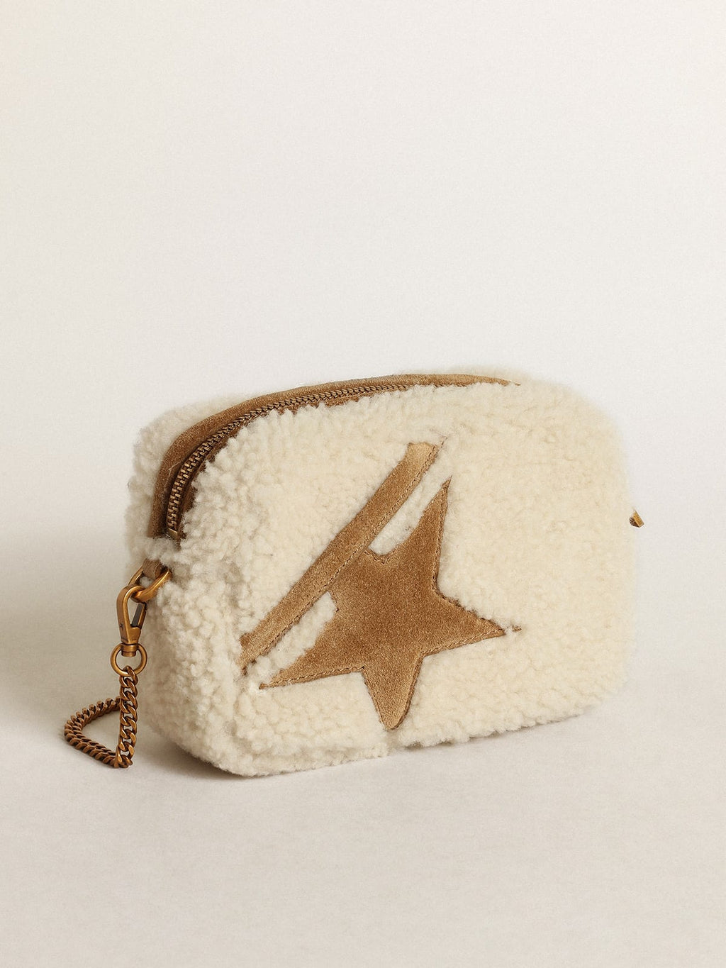 Borsa Mini Star Bag in shearling color beige e con stella in suede