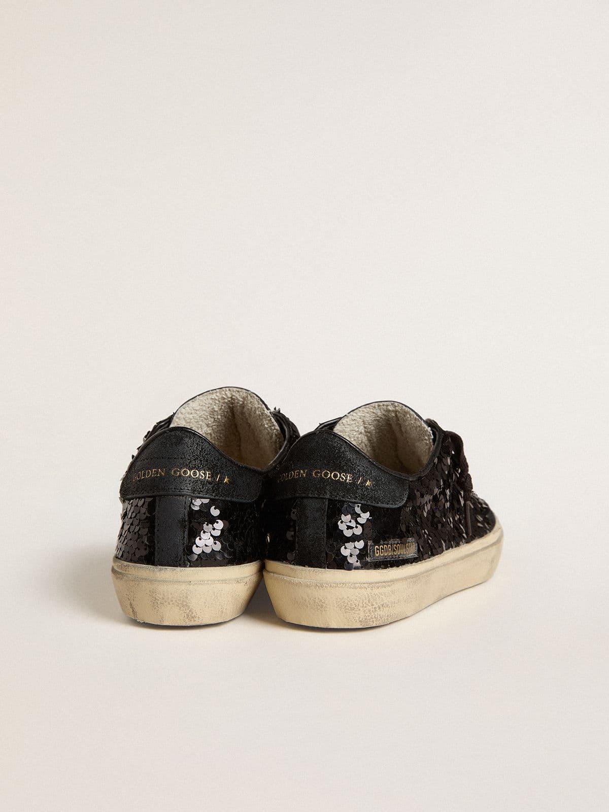 Women's Soul Star in black sequins with black suede heel tab