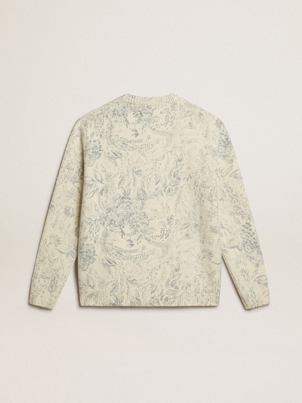 Maglione girocollo da uomo in lana con motivo toile de jouy all over
