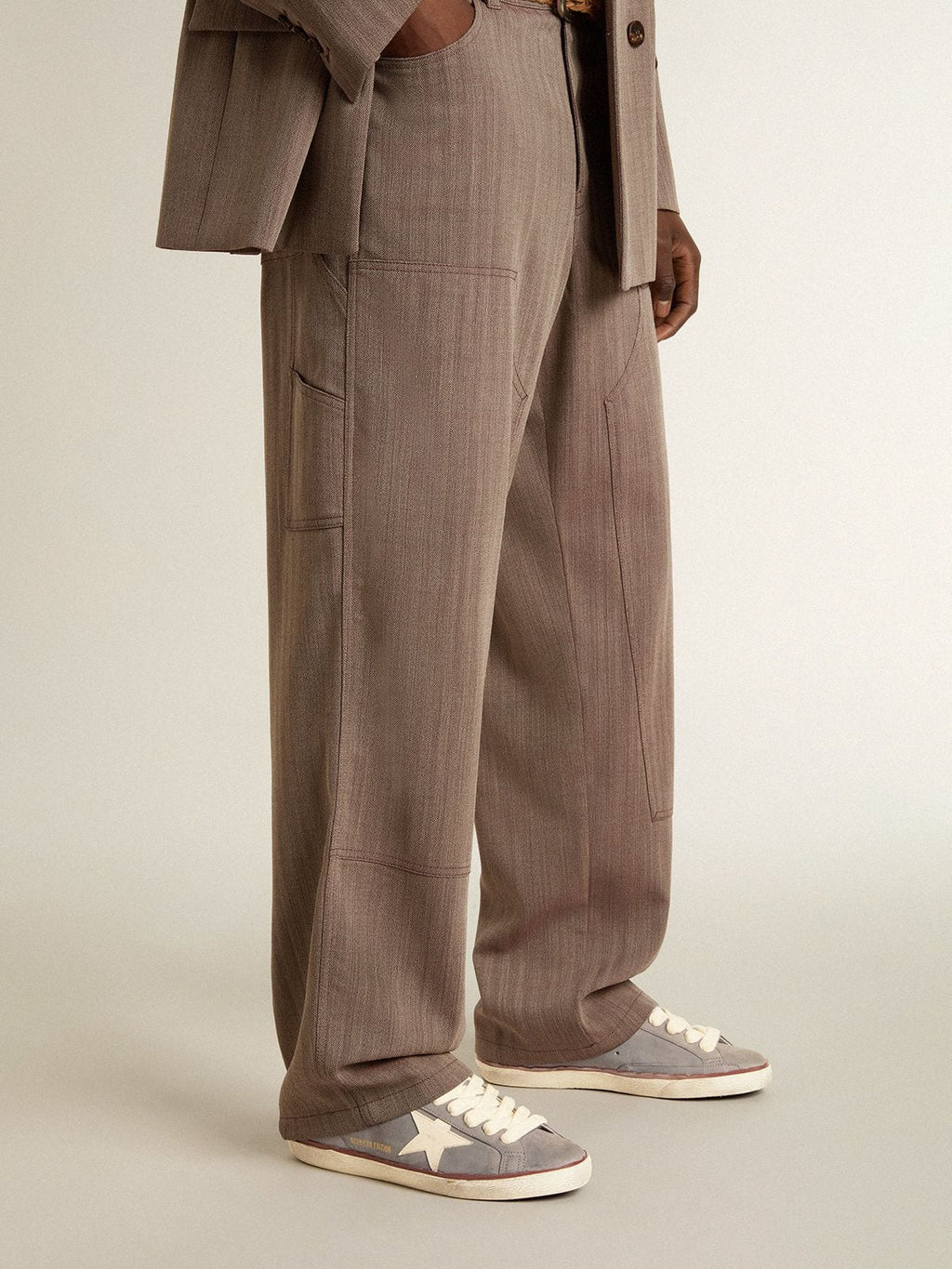 Super-Star LTD in light blue nubuck leather with white leather star and brown leather heel tab