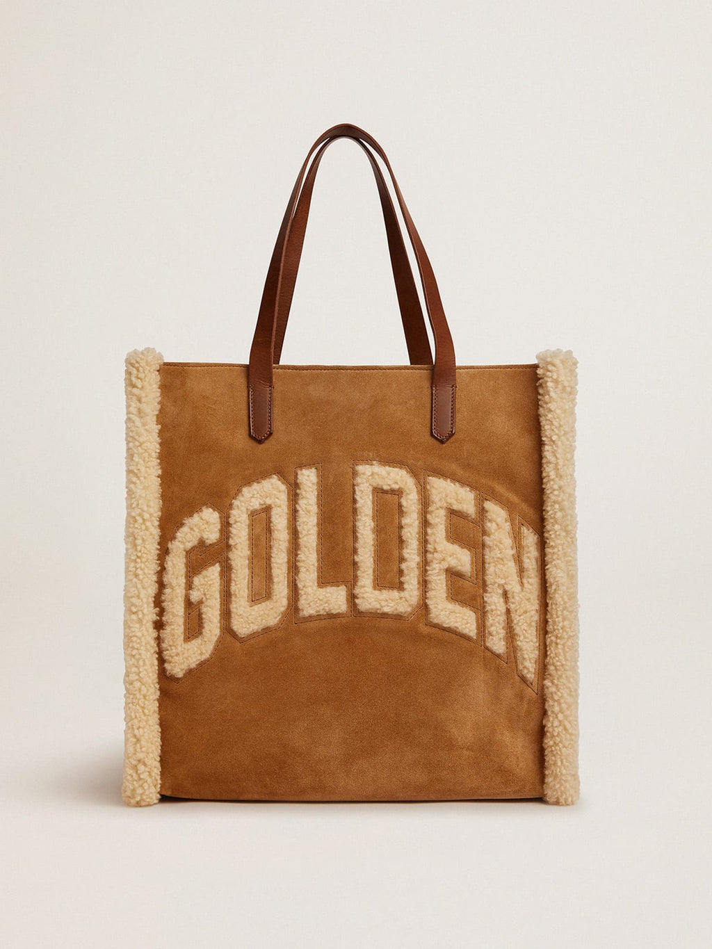 Borsa California Bag North-South in pelle scamosciata con shearling