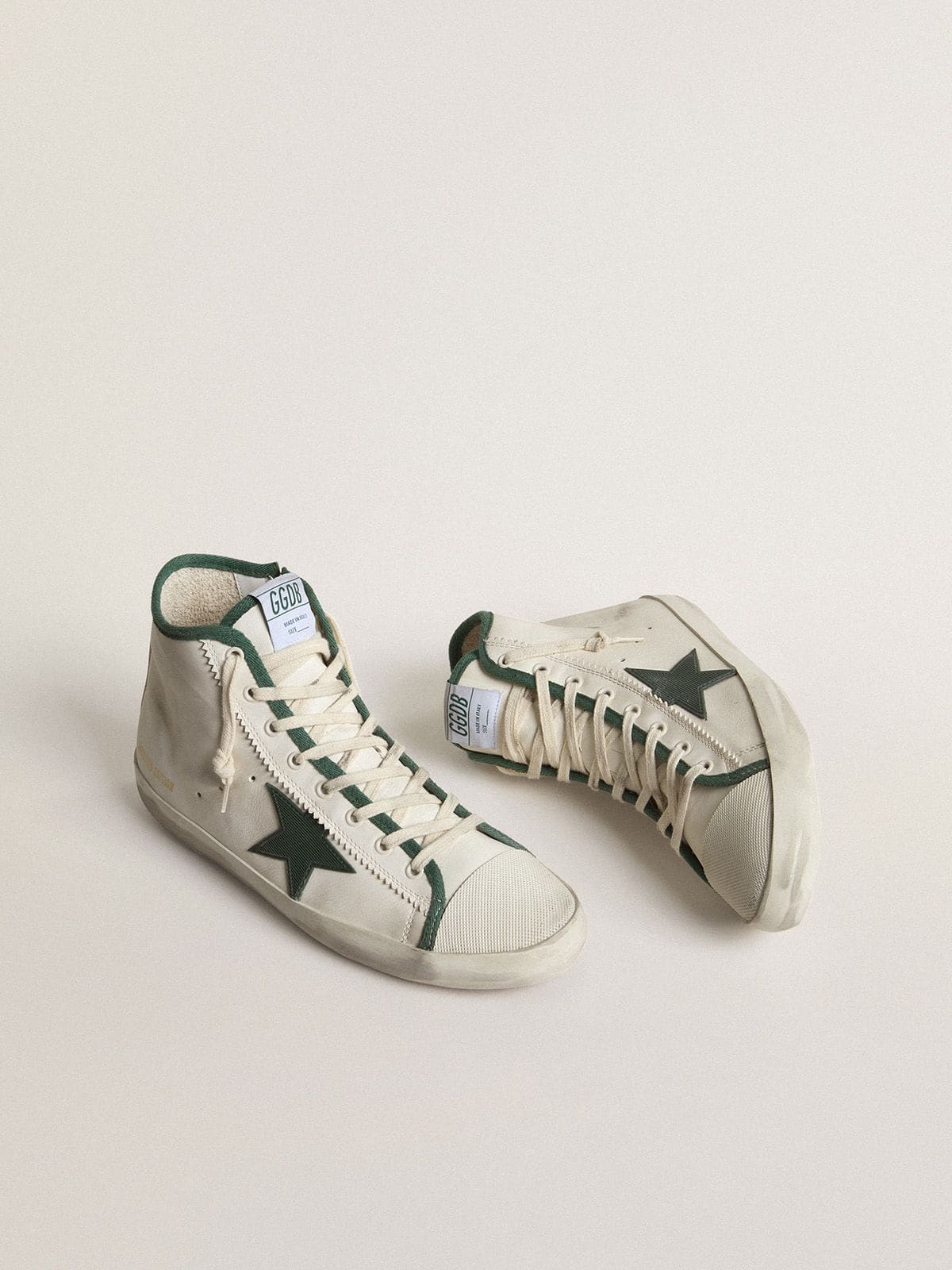Men's Francy LTD in white nappa leather with green rubber star