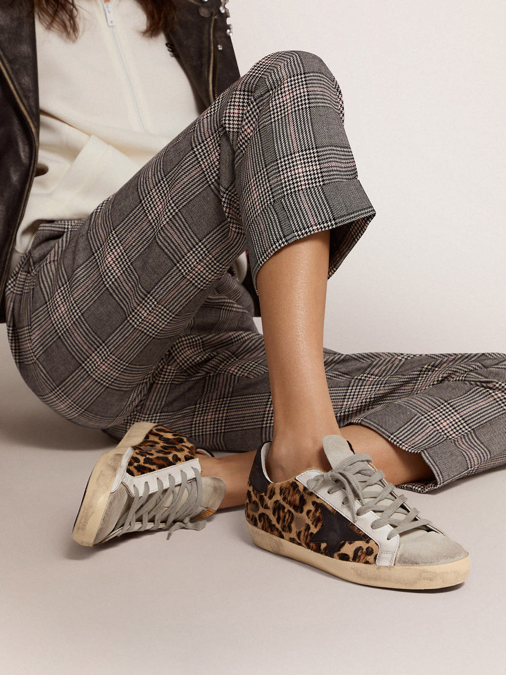 Sneakers Super-Star in pelle stampa leopardata floc
