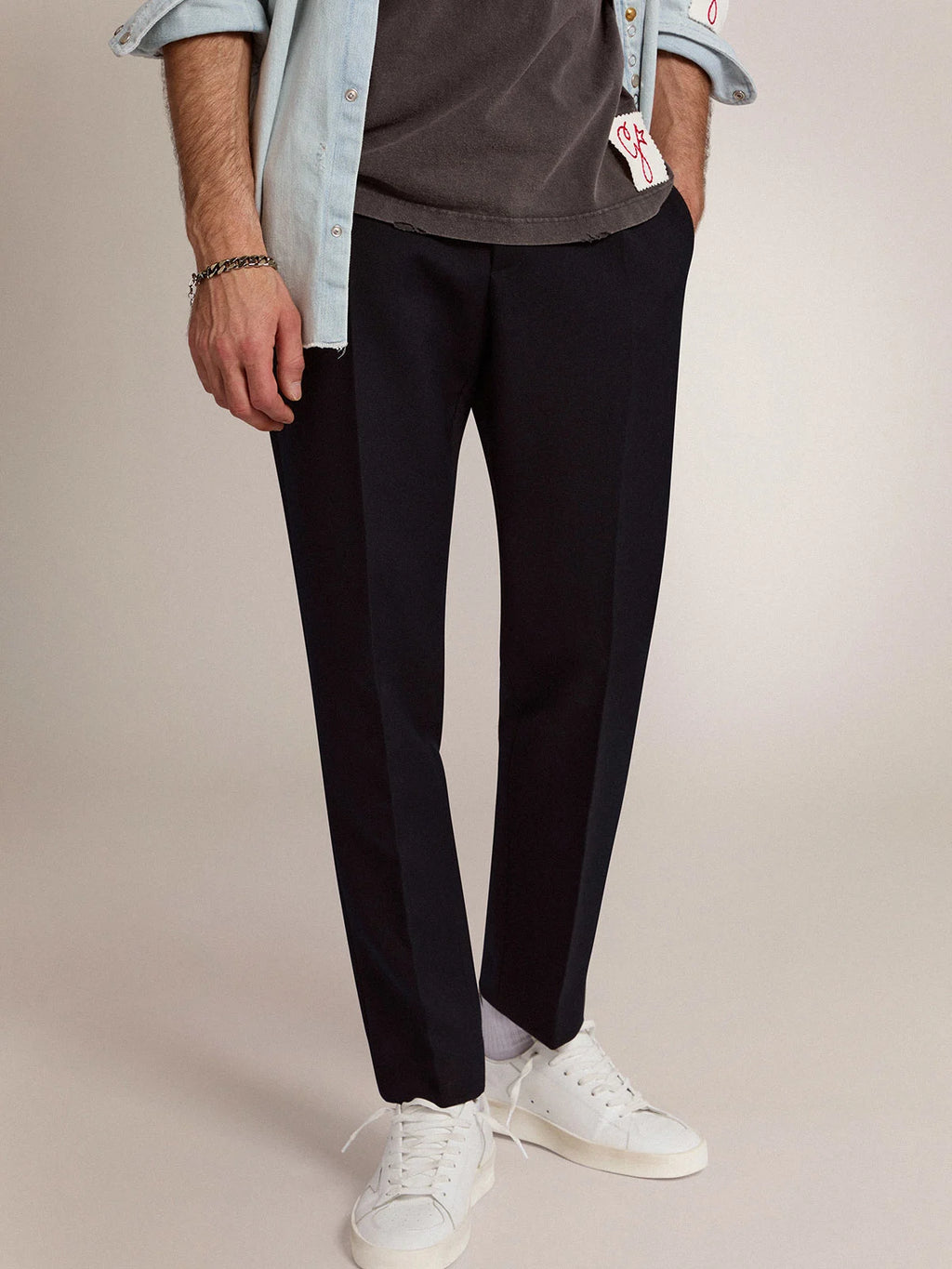 Pantalone Milano Collezione Golden in lana blu scuro