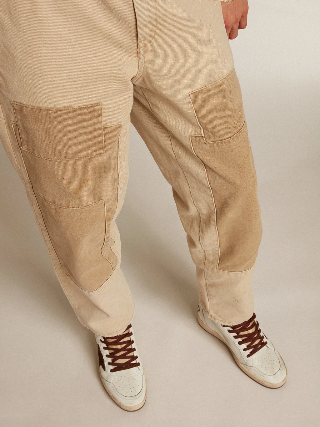 Pantalone in cotone in mix beige