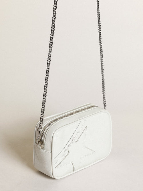 Borsa Mini Star Bag in pelle lucida color bianco con stella ton sur ton