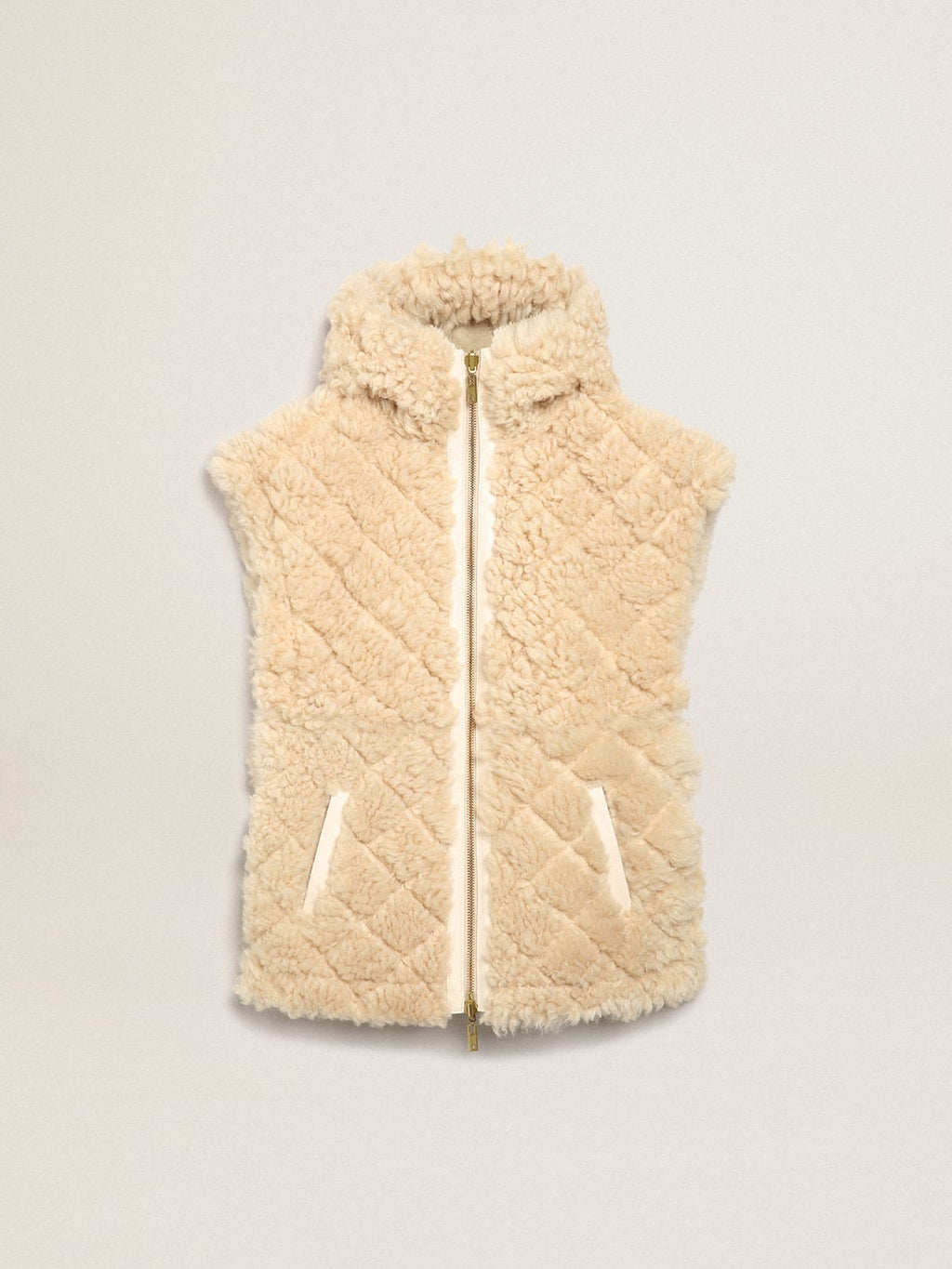 Gilet in montone double face Collezione Journey di colore écru