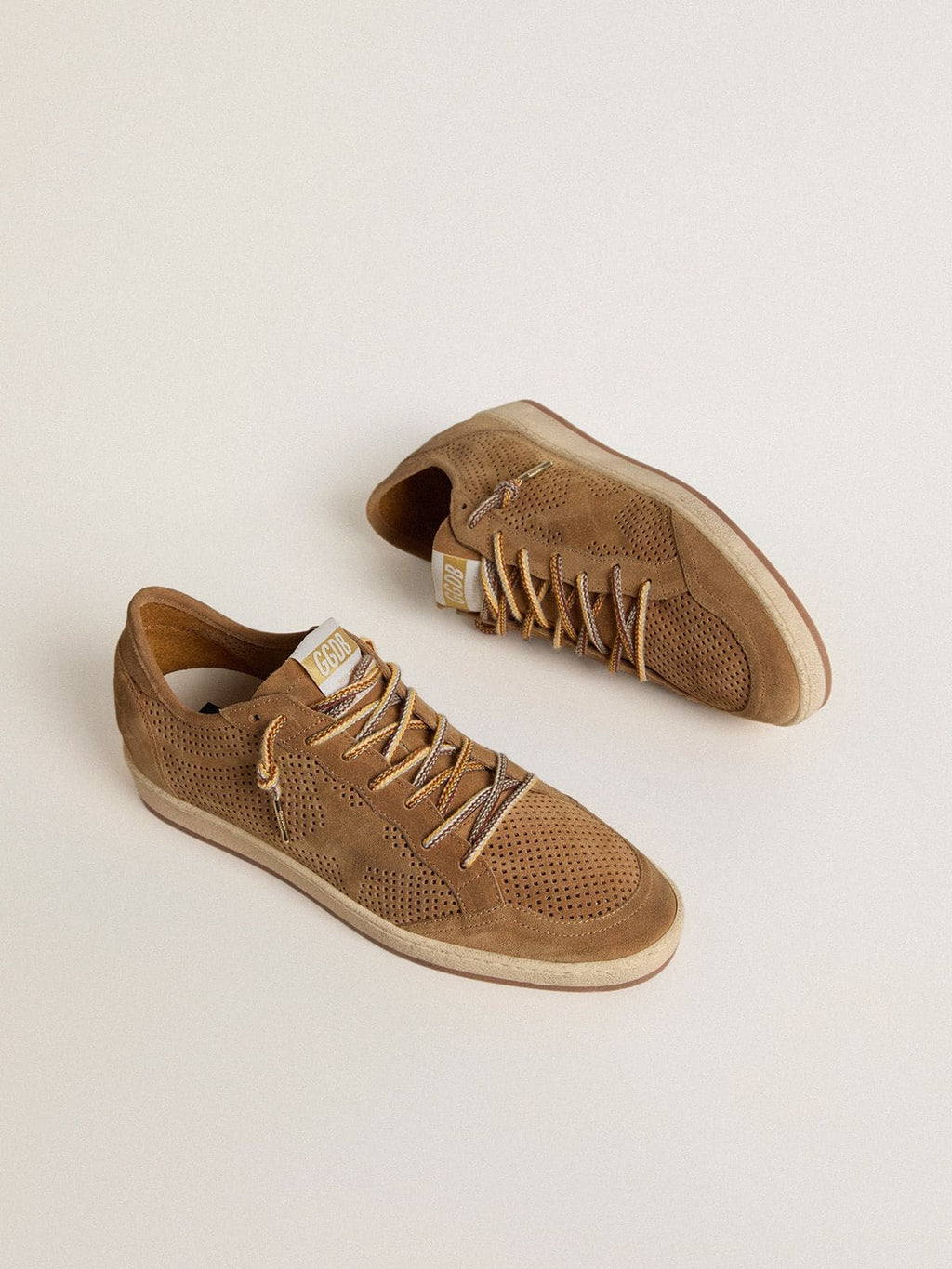 Men's Ball Star with perforated tobacco-colored suede upper and tone-on-tone star