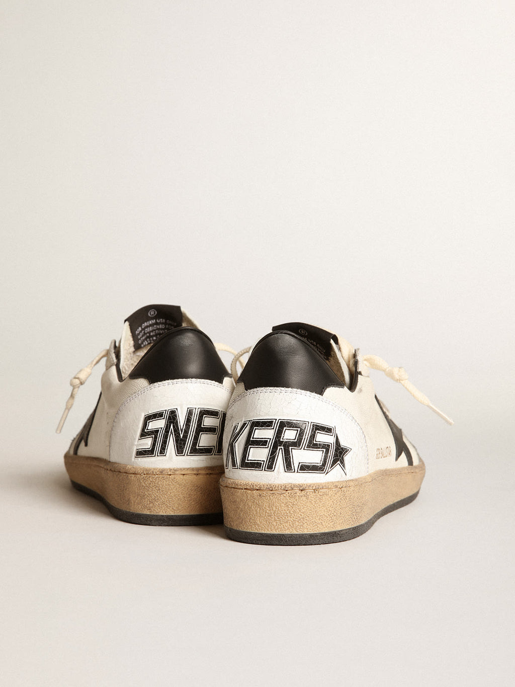 Sneaker Ball Star Uomo in nappa bianca con stella e talloncino in pelle nera