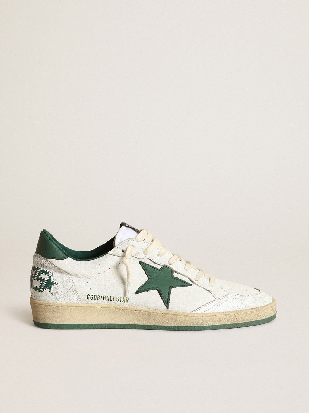Sneaker Ball Star in nappa bianca con stella e talloncino in pelle verde