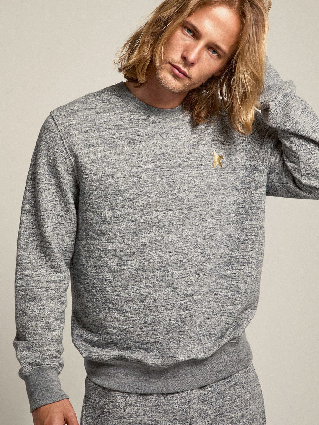 Felpa Archibald Collezione Star in cotone grigio mélange con stella color oro a contrasto sul davanti