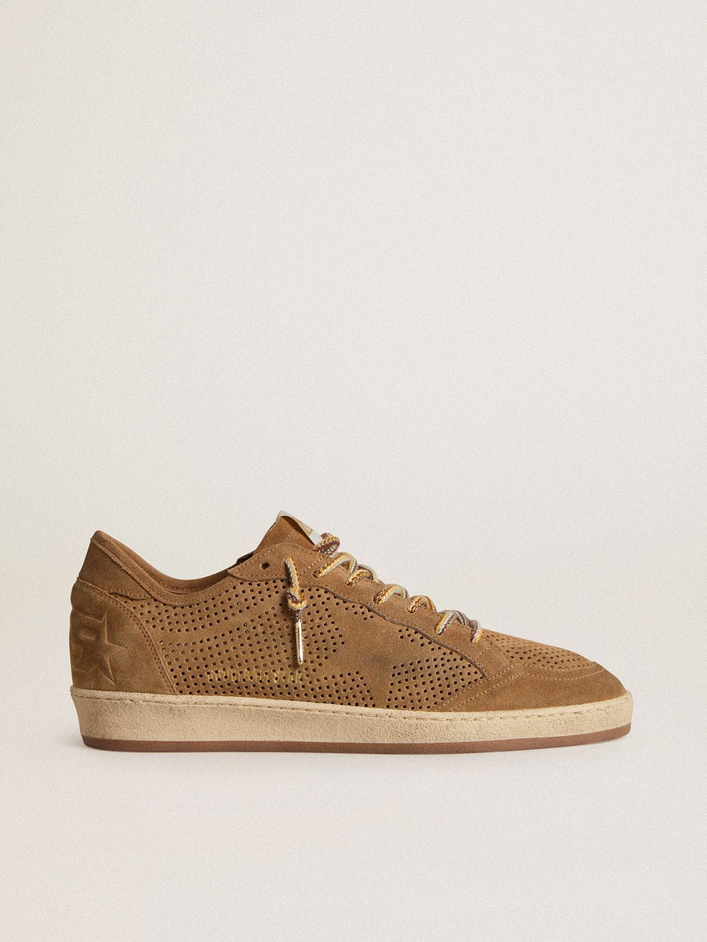 Men's Ball Star with perforated tobacco-colored suede upper and tone-on-tone star