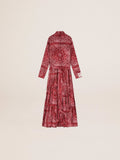 Vestito chemisier Collezione Golden di colore bourdeaux con stampa paisley