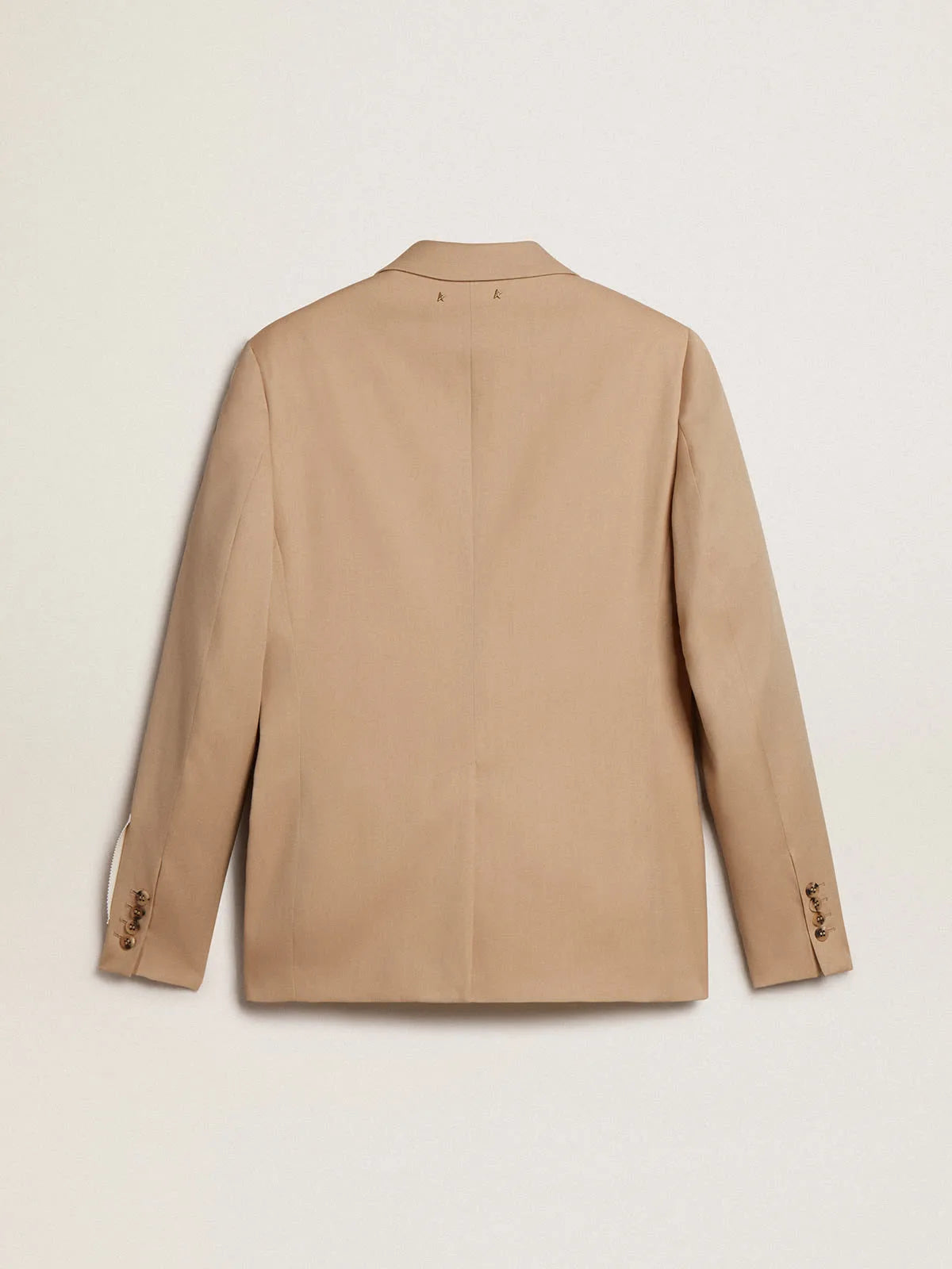 Blazer monopetto color sabbia con bottoni in corno