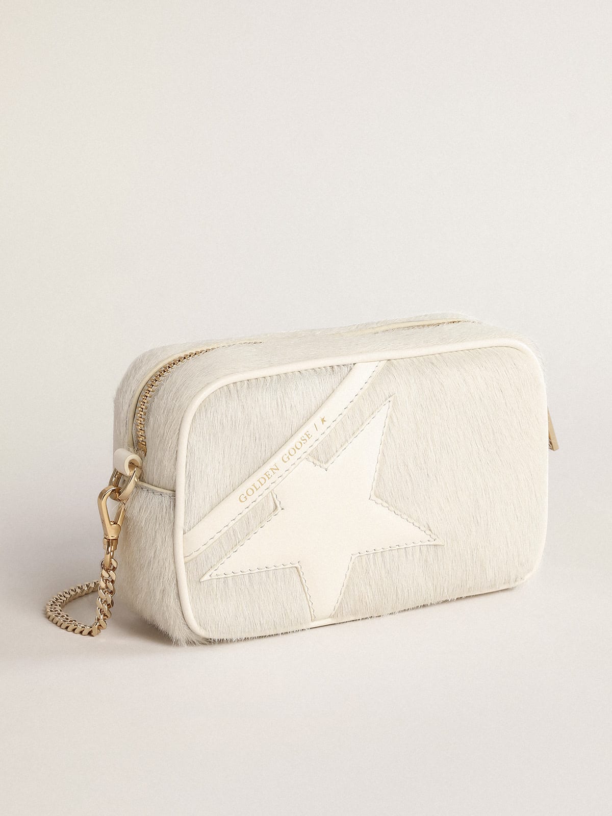 Mini Star Bag in pelle color bianco heritage con stella ton sur ton