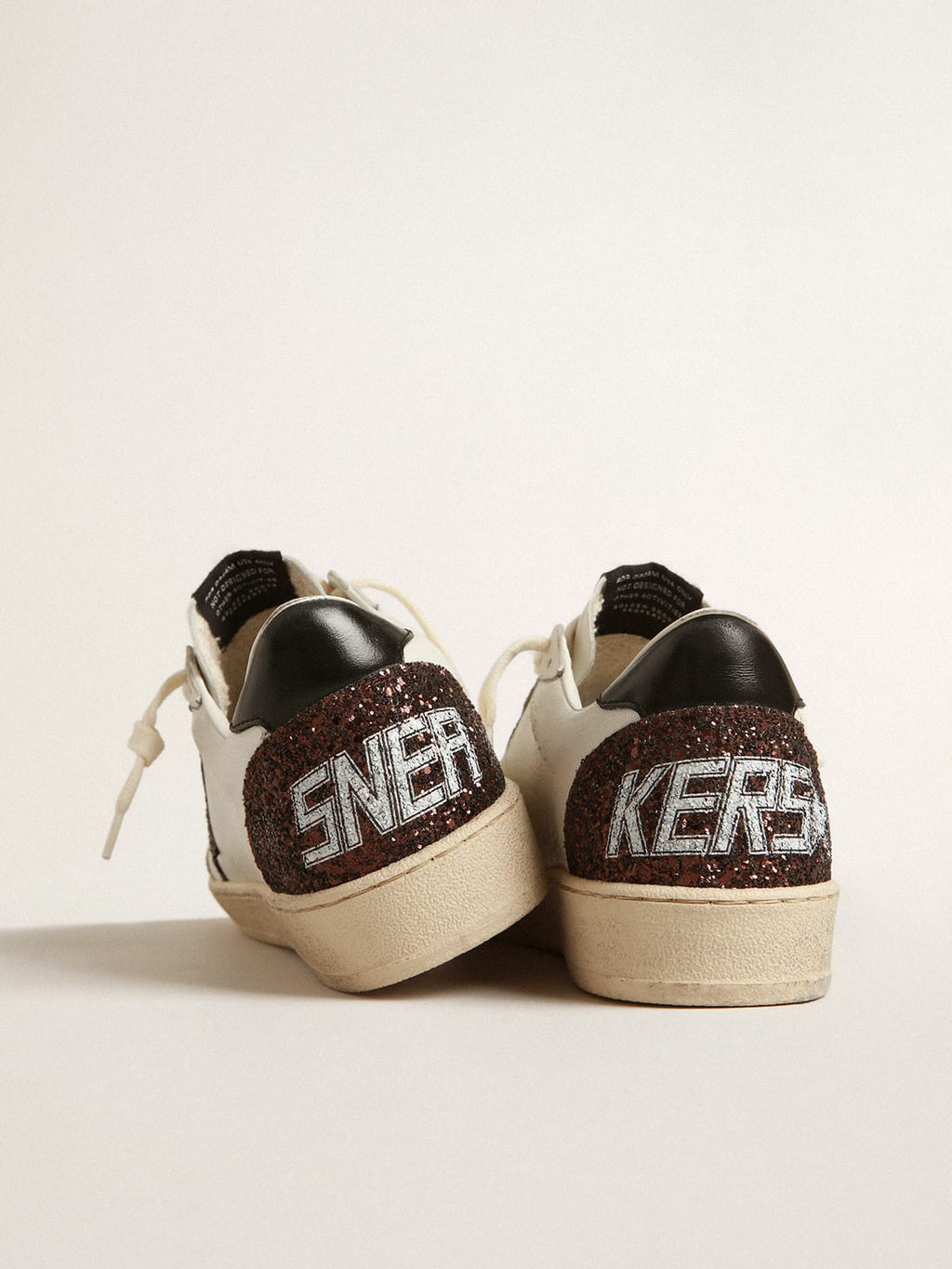 Ball Star in nappa con stella in glitter e talloncino in nappa nera