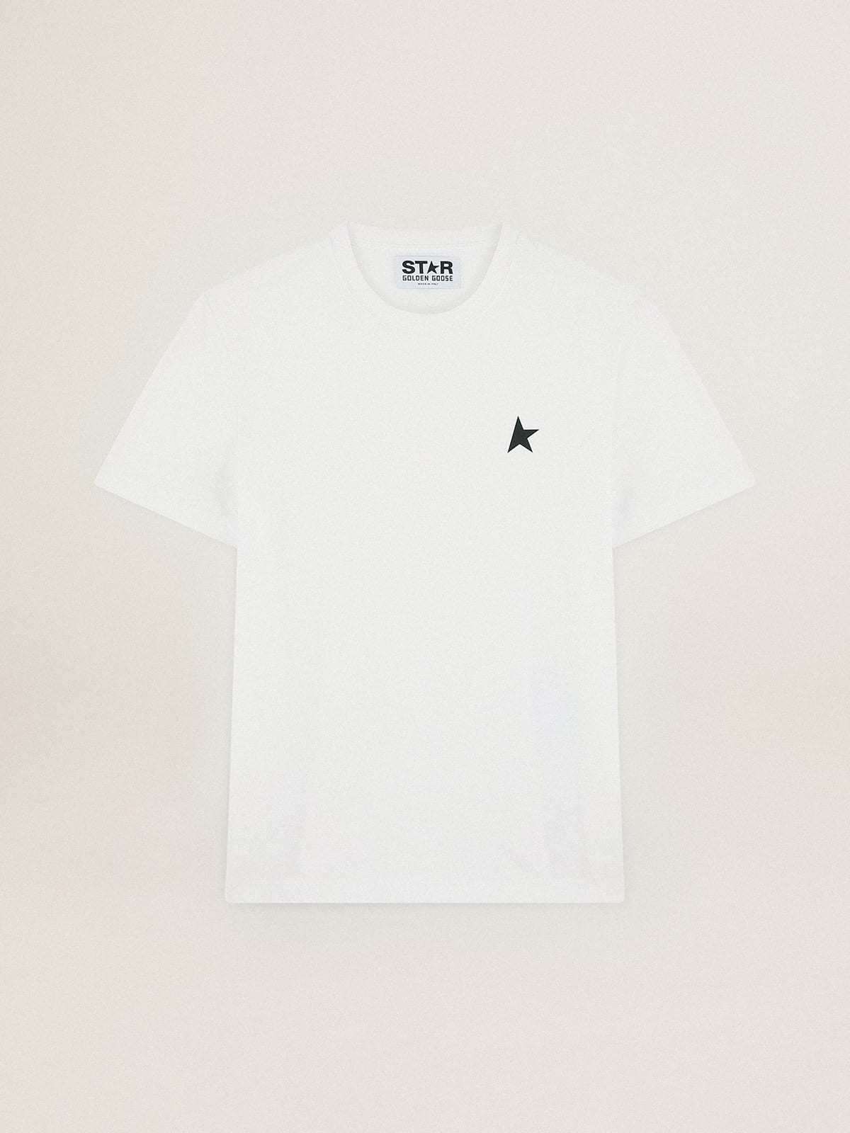 T-shirt bianca Collezione Star con stella verde a contrasto sul davanti