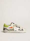 Super-Star LAB donna con stampe multicolori e stella in pelle bianca