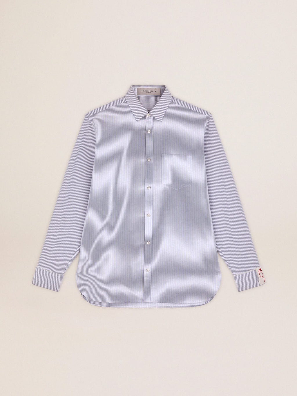 Camicia da uomo con righe a bastoncino di colore azzurro