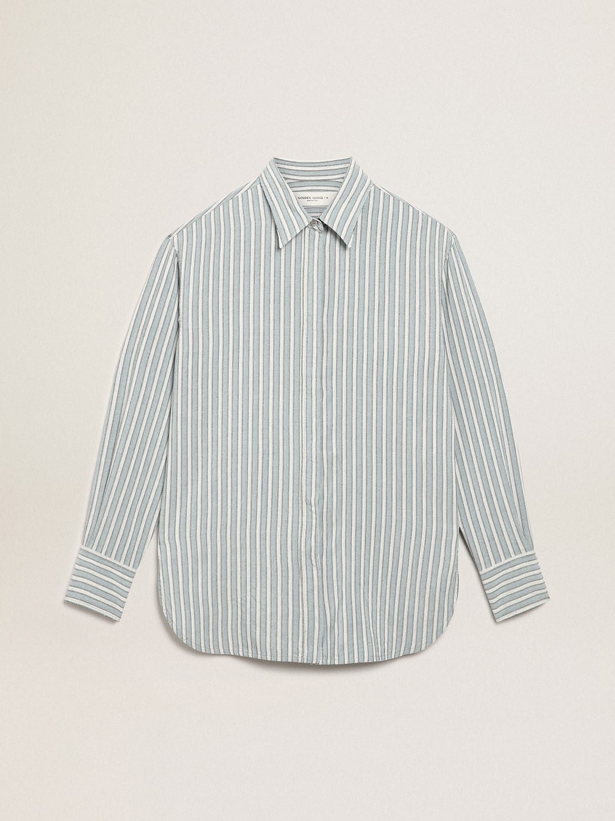 Camicia boyfriend Donna Collezione Journey con righe di colore acqua