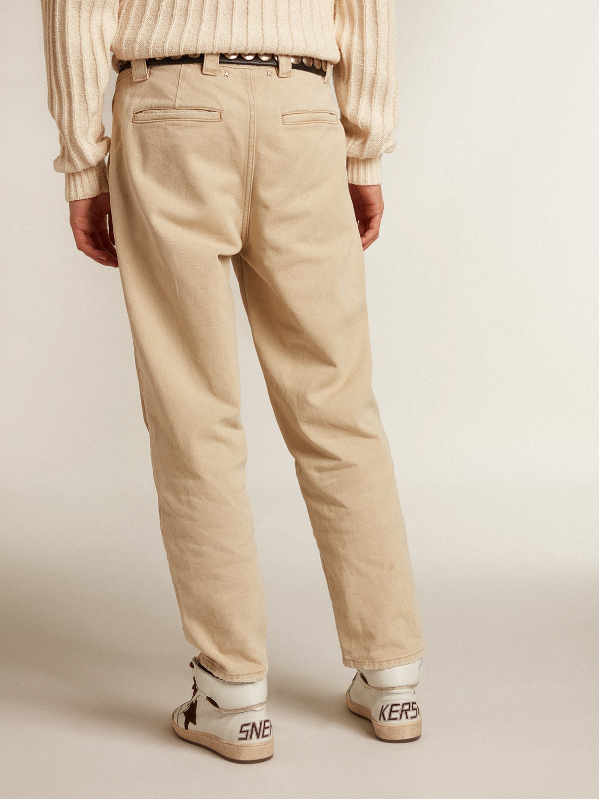 Pantalone in cotone in mix beige