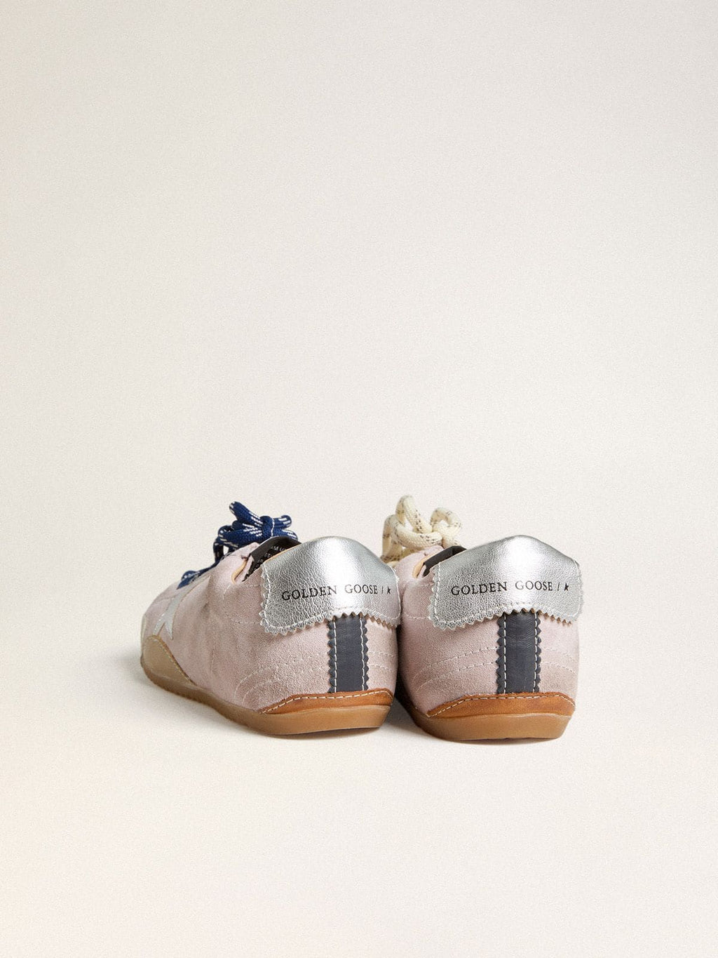 Women's True-Star in pastel pink suede with silver star and heel tab