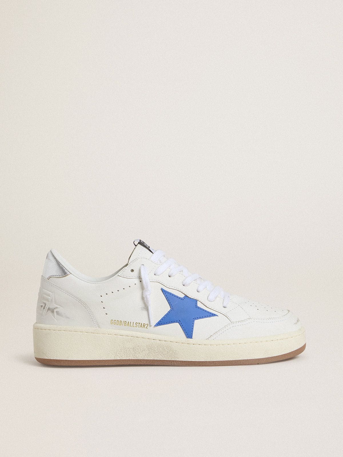 Ball Star with light blue leather star and silver foiled leather heel tab