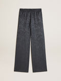 Pantalone in jacquard con motivo toile de jouy all over