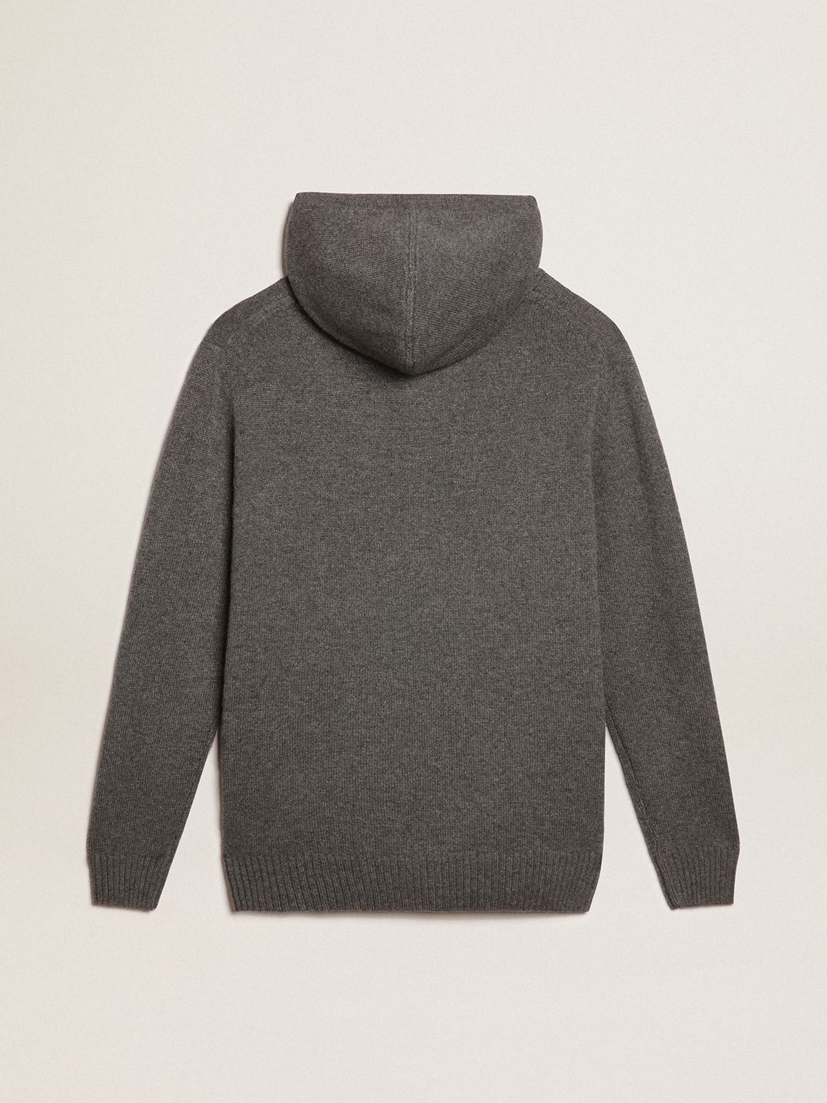 Felpa uomo misto cashmere color grigio melange con cappuccio