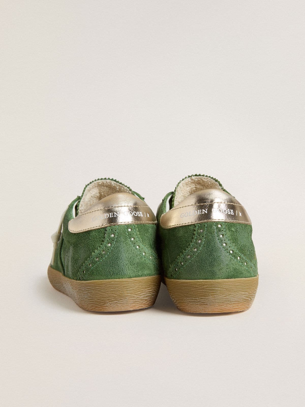 Women's Super-Star in green suede with white star