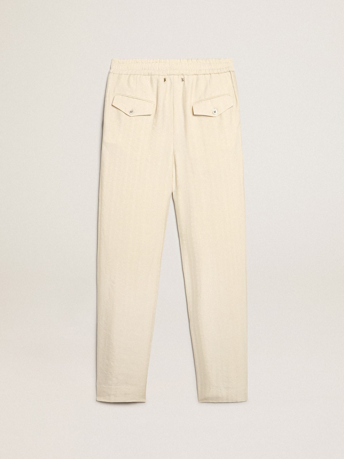 Pantalone jogging in lino di color pergamena