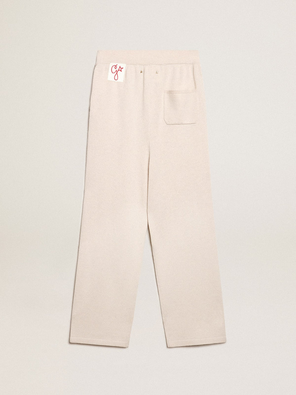 Pantalone jogging donna misto cashmere di colore bianco naturale