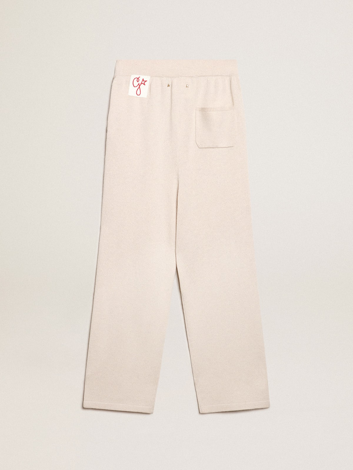 Pantalone jogging donna misto cashmere di colore bianco naturale