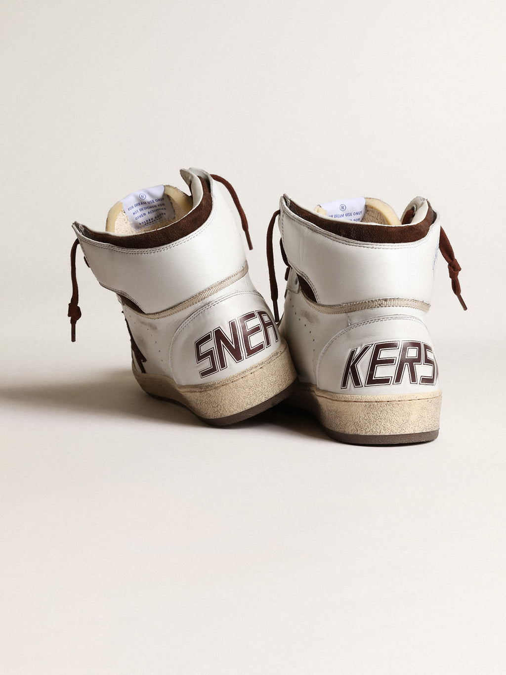 Sky-Star Uomo in nappa bianca con stella in suede cioccolato