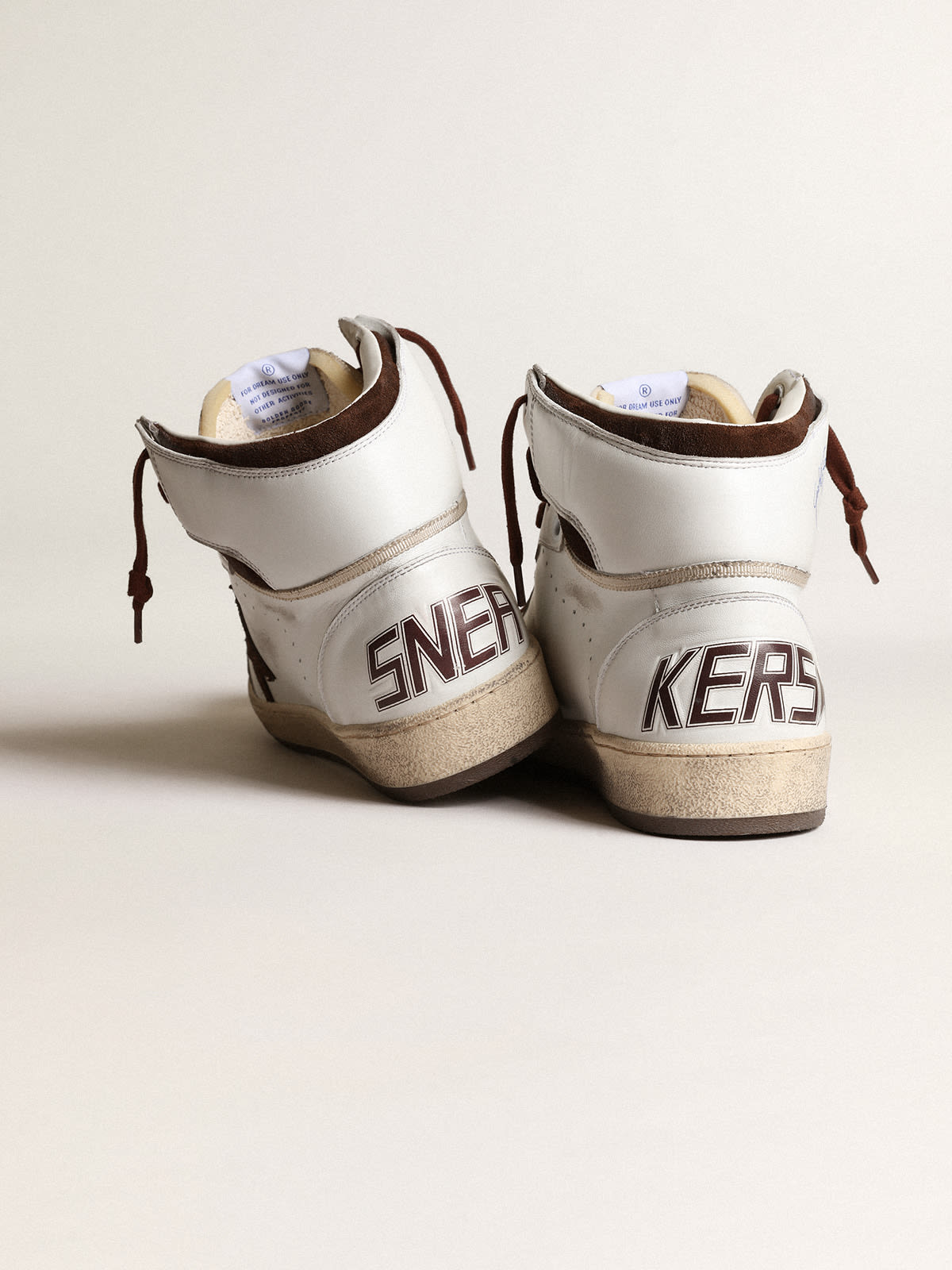 Sky-Star Uomo in nappa bianca con stella in suede cioccolato