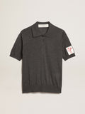 Polo da donna in lana merino di colore antracite