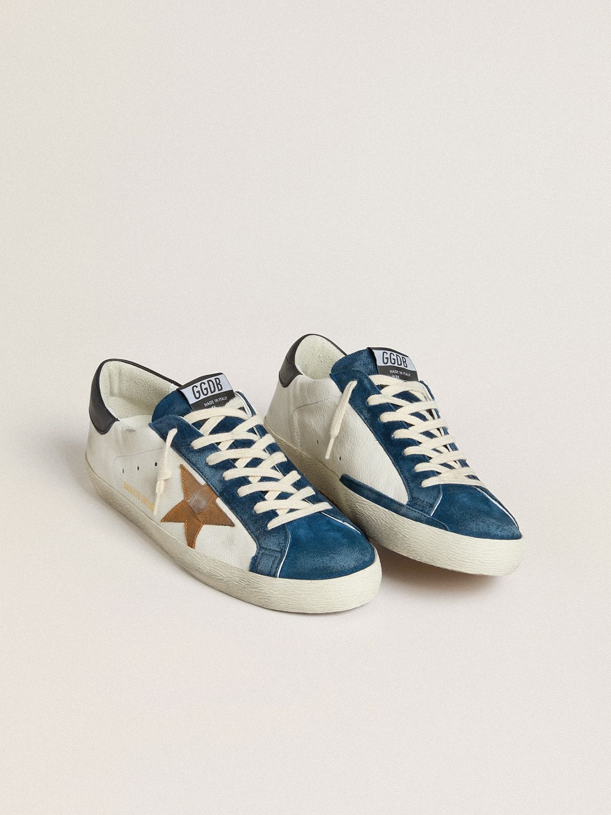 Men's Super-Star LTD with tobacco-colored croc-print leather star and black leather heel tab