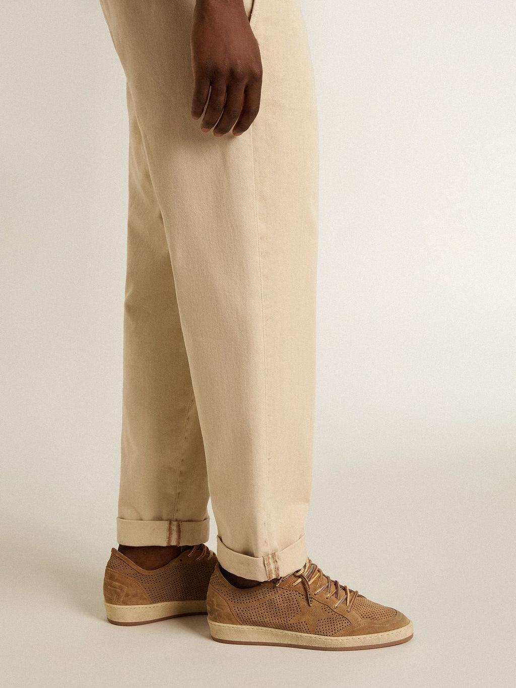 Men's Ball Star with perforated tobacco-colored suede upper and tone-on-tone star