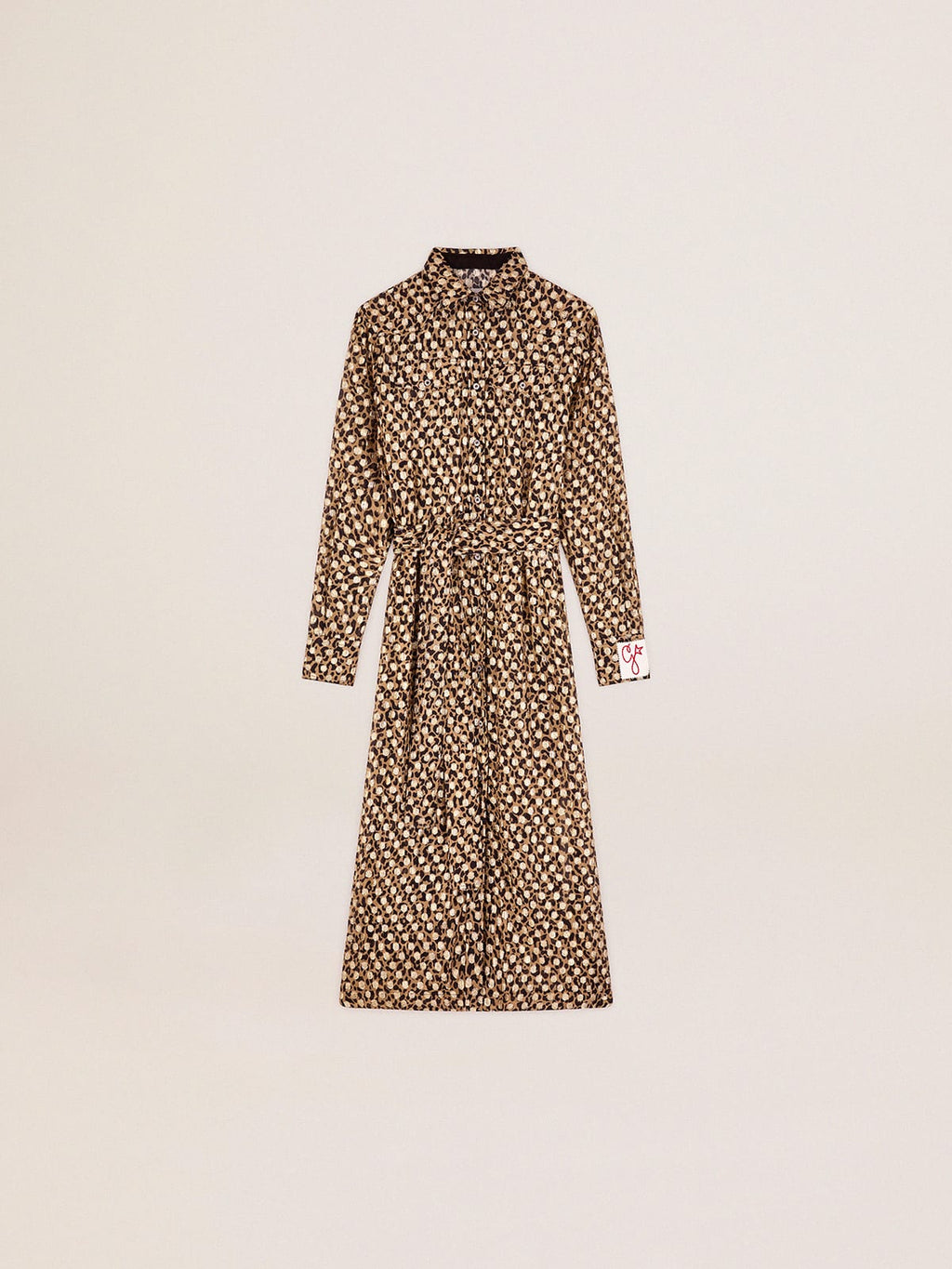 Vestito chemisier con stampa animalier e fil coupé dorato