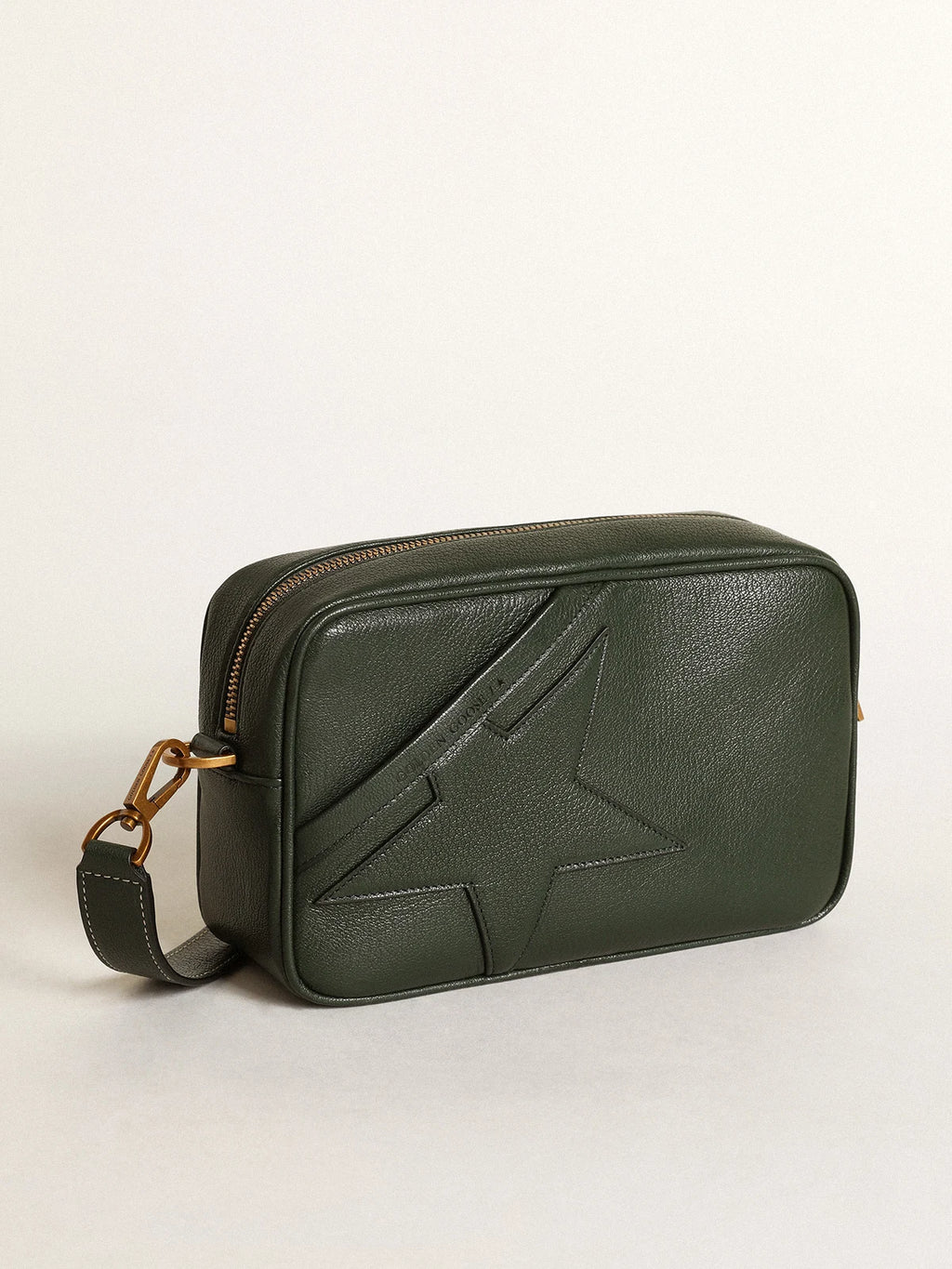 Borsa Star Bag in pelle color verde scuro con stella ton sur ton